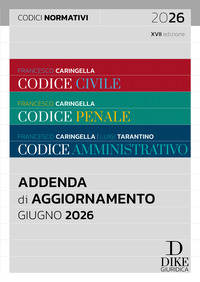 Codice civile-Codice penale-Codice amministrativo. Addenda codici normativi. Giugno 2026